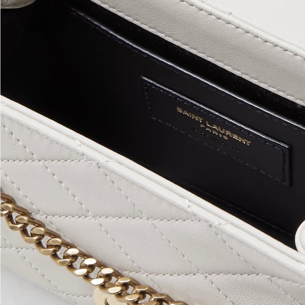 Like NEW! YSL SAINT LAURENT Nolita Mini Blanc Vintage Lambskin Shoulder Bag GABY - Picture 4 of 16